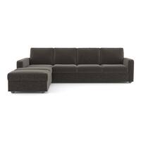 Apollo Compact Fabric Sectional Compact Sofa (Colour : Smoke, Cushion : Hard, Back Type : Regular, Seating Capacity : Left Aligned 3 Seater + Left Aligned Chaise)