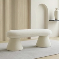 Bremfi Boucle 2 Seater Modern Ottoman Bench in Off white  Color