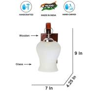 Devansh Solid Wood Electric Wall Light in Brown Colour with White Shade Count of 1 Light