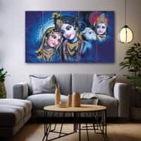 The Castle Decor Radha Krishna Spiritual Wall Art Framed Painting 27x48 Inch (Style 9)