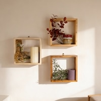 Edward Iii Rectangular Shaped Set Of 3 Wooden Wall Shelves