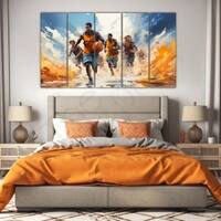The Castle Decor Basketball Wall Art Set of 5 Digital Painting 27x48 Inch