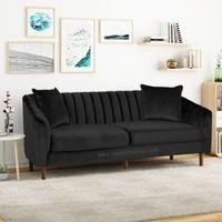 Mid Century Fabric Sofa (Black)
