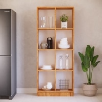 8 Shelves Open Multipurpose Matrix Kitchen Cabinet In Plateau Apple Finish