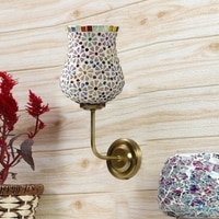Devansh Metal Electric Wall Light in Gold Colour with Multicolor Shade Count of 1 Light
