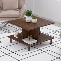 BLUEWUD Sydney Engineered Wood Coffee Center Sofa Tea/Teapoy Console Table with Metal Legs for Sofa Set Living Room Home Hall (Brown Maple)