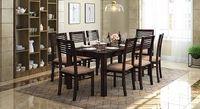 Arabia Xxl Solid Wood 8 Seater Dining Table With Set Of 8 Zella Chairs (Colour- Wheat Brown , Finish- Mahogany)