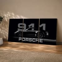 The Castle Decor Porsche 911 Black Luxury Car Wall Art Set of 3 20x30 Inch