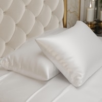 Stoa Paris Satin Pillow Covers,  Premium Plain Pillow Cover Set of 2, 68L x 45W cms - Vanilla White