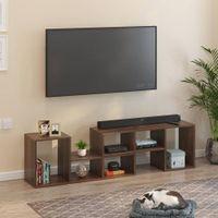 Petel Engineered Wood TV Entertainment Unit/Versatile Adjustable TV Stand & Storage Unit with 6 Compartments & Adjustable L-Shaped Shelves DIY Ideal Upto 65 Inches TV (Brown Maple)