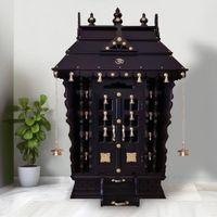 shreya solid wood prayer unit in mahagony finish