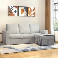 Kowloon Sectional Sofa Cum Bed with Storage in Vapour Grey