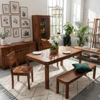 Nima Solid Sheesham Wood 6 Seater Dining Table In Provincial Teak Finish
