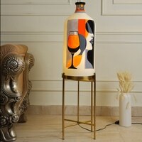 Lady Sparkling Foldable Metal Electric Floor Lamp in White Colour