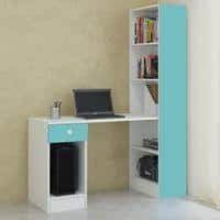 Austin Study Desk with Drawer and Built In Bookshelf in Misty Turquoise Colour
