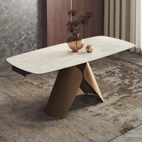 Aeris Ceramic 4 to 6 Seater Extendable Dining Table in Rome Travertine Finish