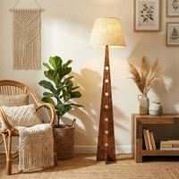 Bevel Beige Jute Floor Lamp with Beige Jute Base