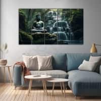 The Castle Decor Lord Buddha Meditation Wall Art Framed Painting 27x48 Inch (Style 4)