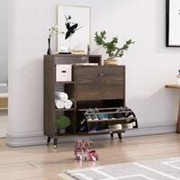Hexa Red Engineered Wood Shoe Rack in Flower Wenge Colour