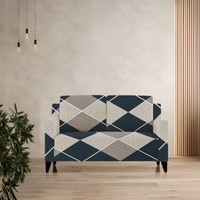 2 Seater Navy Cubes Sofa Cover