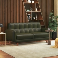 Waverly 2 Seater Leather Sofa in Army Green Colour