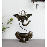 Desert Art Metal Handpainted Black Ganesha Tealight Holder