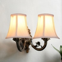 Devansh Dual Gold  Antique Wall Mounted Lamp With Off-White Cotton Shade