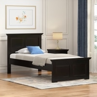 Alexandra Solid Wood Single Size Bed Without Storage (American Walnut Finish)