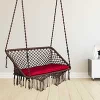 Swingzy Premium Large Double Seater Swing Chair with Cushion Brown