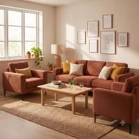 Nordic 3 Seater Sofa with 2 Matching Armchairs Chestnut