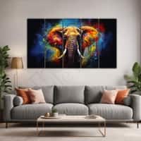 The Castle Decor Elephant Wall Painting Wooden Framed 27x48 Inch