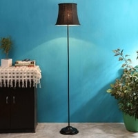 Keenan Black Fabric Floor Lamp with Black Iron Base