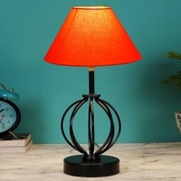 Adaline Orange cotton Table lamp with Iron Base
