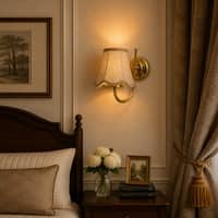 Devansh Metal Electric Wall Light in Gold Colour with Yellow Shade Count of 2 Lights