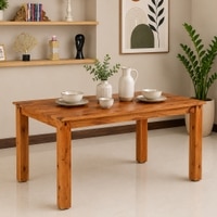 Donna Solid Wood 6 Seater Dining Table in Warm Walnut Finish