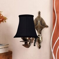 Devansh Gold Antique Wall Mounted Lamp With Black  Cotton Shade