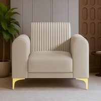 Veniza Velvet 1 Seater Sofa In Cream Colour