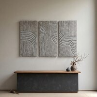 Abstract Neutral Wool Silk Wall Art 3 Panel Set 7 x 5 Feet