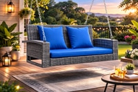 Carry Bird Wicker Patio Furniture Outdoor Balcony Swings In Grey And Blue Colour