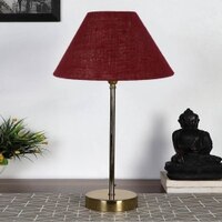 Maroon Jute with Metal Gold Table Lamp