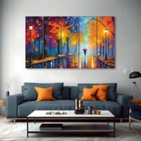 The Castle Decor Trees Passage Wall Art Set of 5 Wooden Framed Digital Painting 27x48 Inch