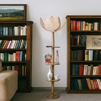 Devansh Shelf Wooden Floor Lamp