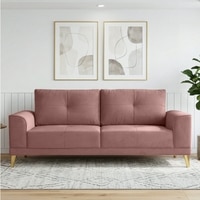 Nency Velvet 3 seater Sofa Peach