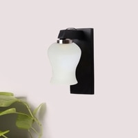 Devansh Solid Wood Electric Wall Light in Brown Colour with White Shade Count of 1 Light
