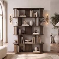 Imola Solid Wood Bookshelf In Danish Walnut Finish