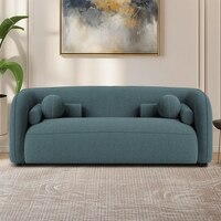 Zenol Boucle Fabric 2 Seater Sofa In T Blue