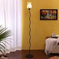 Hadley Black Glass Shade Floor Lamp