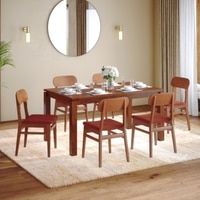 Atlas Solid Wood 6 Seater Dining Table With Set of 3  Lunar Dining Chair