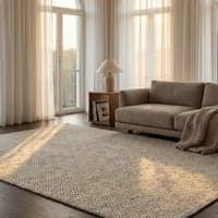Jaipur Rugs Soft Diamond Wool And Viscose 6x9 Feet Savannah Green And Undyed White Dhurrie Carpet