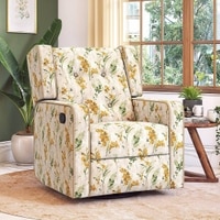 Irene One Seater Rocker Swivel Recliner in Mustard Floral Velvet Colour
